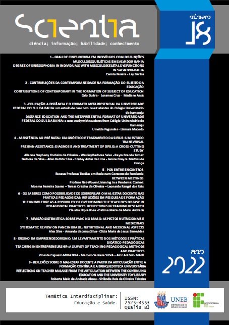 					Visualizar v. 7 n. 1 (2022): Revista Scientia, Salvador, v. 7, n. 1, jan./abr. 2022
				